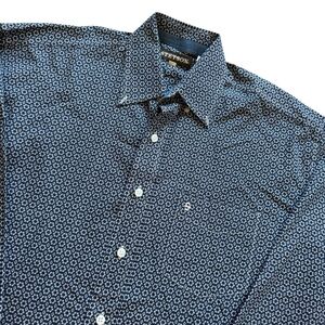 Stetson Button-Up Mens M Blue Geometric Print Long Sleeve Western Embroidered